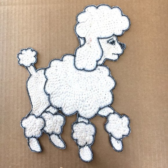 50’s POODLE Champagne  Sequin 9.5" Applique Vintage  NOS - Picture 7 of 9